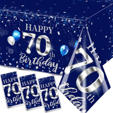 Amazon.com: GREHUMOR 3Pcs 70th Birthday Tablecloth Decorations Sliver