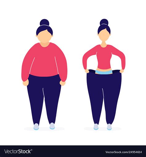 Fat And Slim Woman Before And After Weight Loss Vector Image