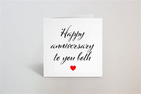 Happy Anniversary To You Both Card Love Cute Card Red Heart Etsy