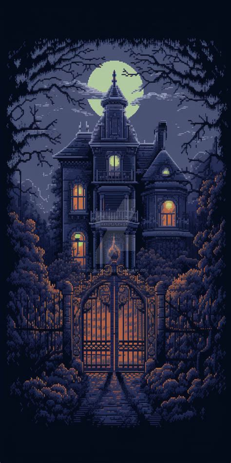 Eerie Pixel Art Haunted Mansion By Midgptjourney On Deviantart