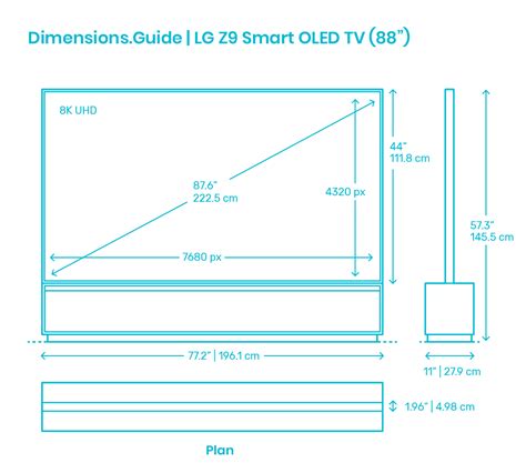 Lg Z9 Smart Oled Tv 88” Dimensions And Drawings