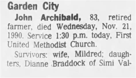 Obituary For John Archibald Aged 83