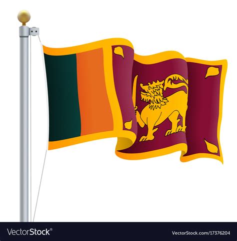 Waving Sri Lanka Flag Isolated On A White Vector Image