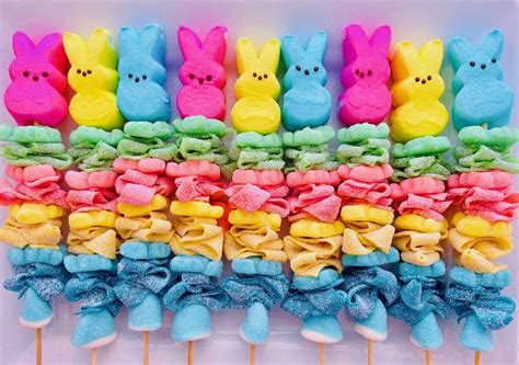 6 Easter Bunny Peeps Pastel Gummy Assorted Candy Kabob Kebab Etsy