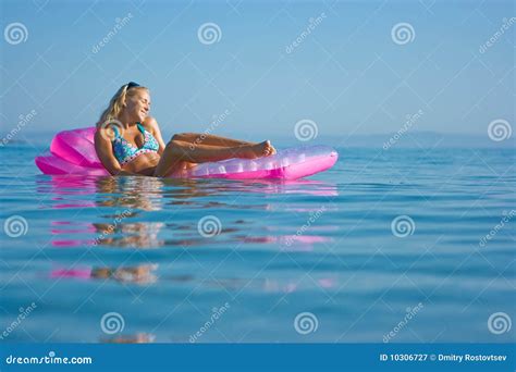 Blonde Girl On Inflatable Raft Royalty Free Stock Photography Image