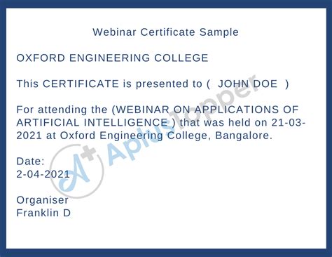 Webinar Certificate Template Sample And How To Write Webinar