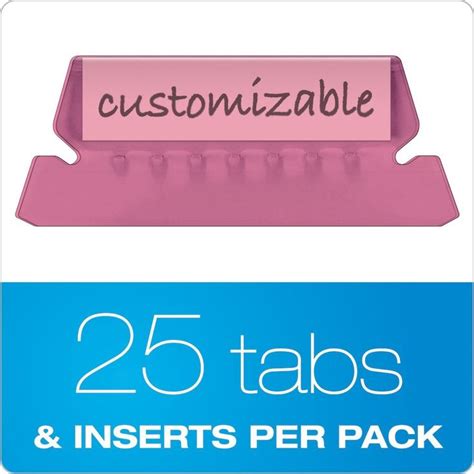 Must be purchased in multiples of 10 packs of 25. Pendaflex Hanging Folder Tabs " Clear Pink Tabs Inserts ...