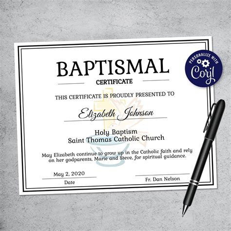 Certificate Of Baptism Printable Printable Templates