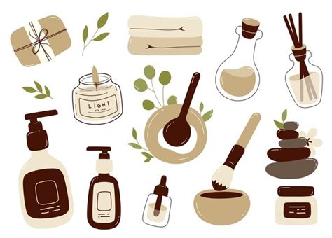 Premium Vector Set Of Skincare Spa Organic Cosmetics Products Doodle