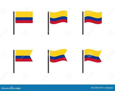 Colombia Flag Icons Set Symbols Of The Flag Of Republic Of Colombia