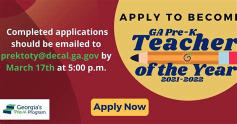 Decal Seeking Applications For Georgias Pre K Teachers Of The Year