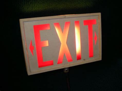 Movie Exit Sign Working Movie Electric Retro 1950 Lights Up Old Theater