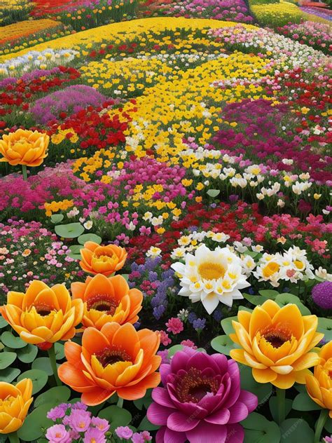 Premium Ai Image A Stunning Flower Garden Bursting With Vibrant