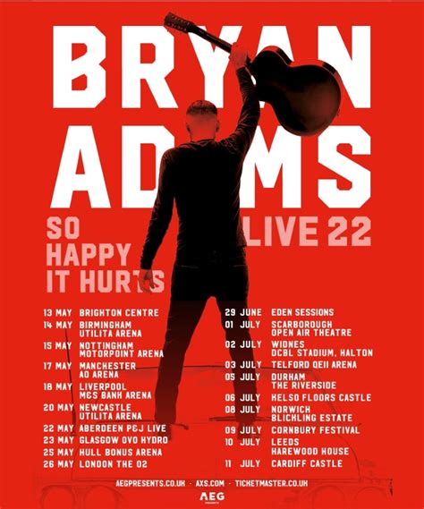 Bryan Adams So Happy It Hurts Live 22 17 May 2022 Ao Arena Event Gig Details And Tickets