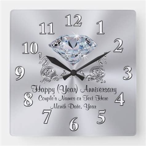 Diamond Anniversary Clocks With Your Text And Year St Anniversary