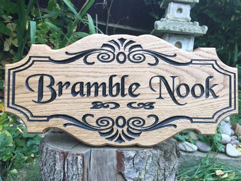 Personalised Oak House Sign Custom Engraved Outdoor Wooden Name Plaque