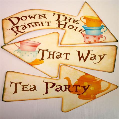 8 Alice In Wonderland Signs For A Mad Hatters Tea Party Decoration Party Props Mad Hatter