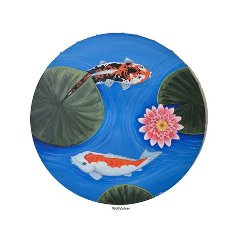 Koi Fish Pond Canvas Painting Original Artwork Featuring Etsy