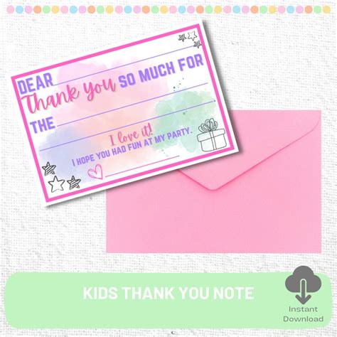 Birthday Thank You Cards Kids Birthday Thank You Notes Etsy