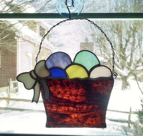 Stained Glass Easter Basket Suncatcher - Easter Decor - Easter Egg - Easter Suncatcher - Easter ...