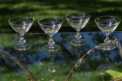 vintage crystal cocktail martini glasses set of 2 duncan miller circa 1950 s mixologist