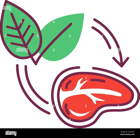 Plant Based Meat Color Line Icon Meat Made From Plants Designed And Created To Look Like