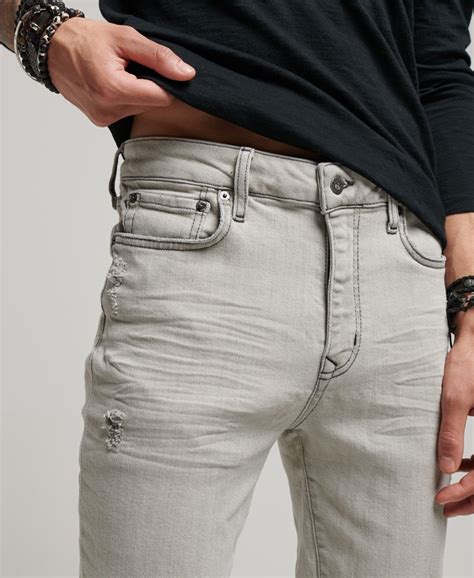heren skinny jeans van biologisch katoen donkergrijs superdry nl