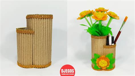 Cara Membuat Vas Bunga Dari Kertas Karton Bekas Tisu Gulung