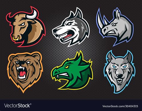 Animal Professional Logo Set For A Sport Team Vector Image