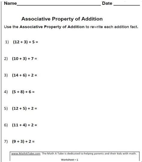 Associative Property Of Multiplication Worksheet