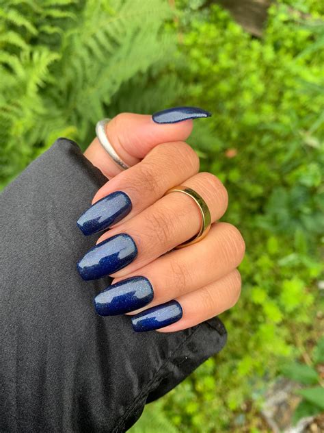 Press On Nails Basic Collection Blue Nails Dark Coffin Etsy In 2021 Basic Nails Blue Gel
