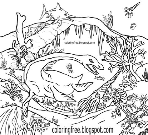 Sea Dinosaur Drawing For Children Ocean Coloring Pages Printable