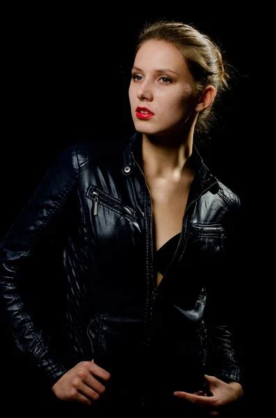 Beautiful Girl In Leather Jacket Stock Photo By ©uminov 128455036