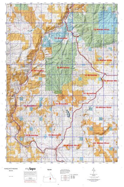 Idaho Hunting Unit 31 Brownlee Topo Maps Hunting Topo Maps And