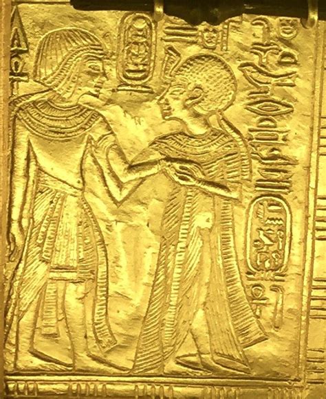 Scene From Gilded Shrine Of Tutankhamen Showing Him And His Wife Queen