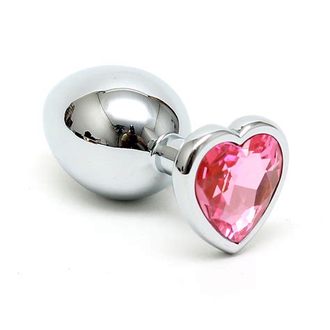 Crystal Heart Shaped Silver Butt Plug