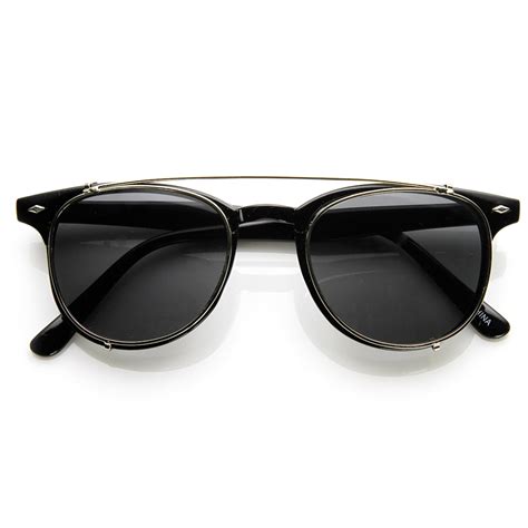 retro fashion clip on lens p3 horned rim sunglasses ebay