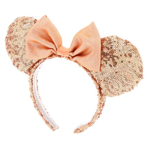 Disney Minnie Mouse Rose Gold Sequined Ears Headband Claires Us