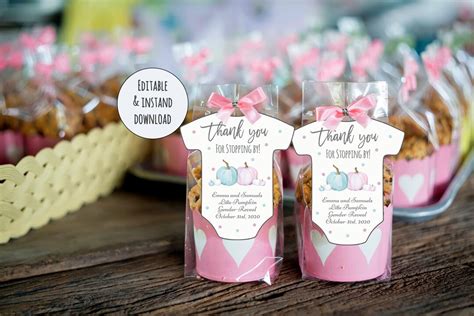 Editable Fall Gender Reveal Tags Favor Tags Goodie Bag Tags Autumn