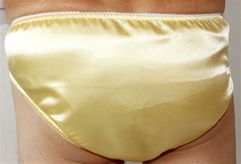 Yellow Adult Sissy Low Rise Bikiny Satin Panties Custom Made