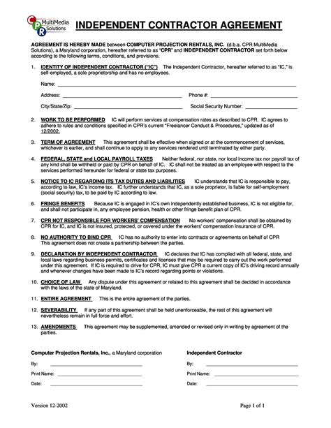 Independent Contractor Agreement Template | Free Agreement Templates