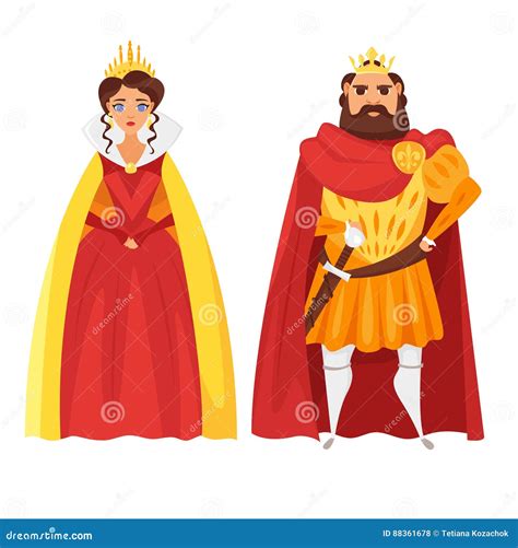 vector cartoon style illustration of king and queen stock vector illustration of antique
