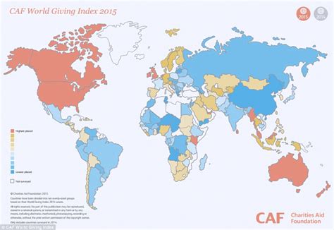 Among the countries on the red list are brazil, india, south africa and the united arab emirates. How generous is YOUR country? Burma is the most charitable ...