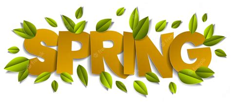 Premium Vector Spring Cutout Word With Fresh Green Leaves Vector