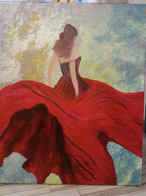 Woman In A Red Dress Painting By Tamri Gupta Pixels