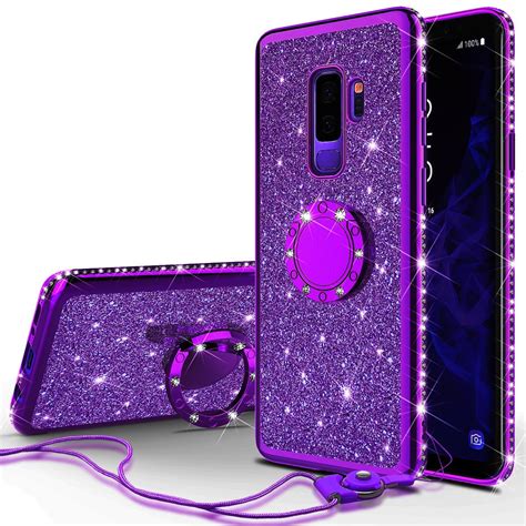 Glitter Cute Ring Stand Phone Case For Samsung Galaxy S9