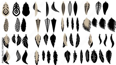 Feather Earring Template Laser Cut Stock Vector Adobe Stock