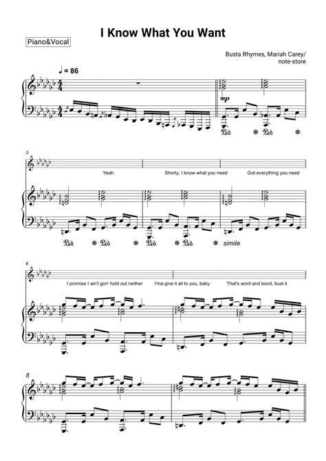 Busta Rhymes Mariah Carey I Know What You Want Sheet Music For Piano With Letters Download