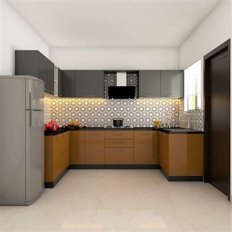Convenient Contemporary Theme Spacious Kitchen Design Livspace