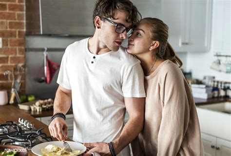 Download Premium Image Of Caucasian Couple Cooking In The Kitchen Together Couple Cooking
